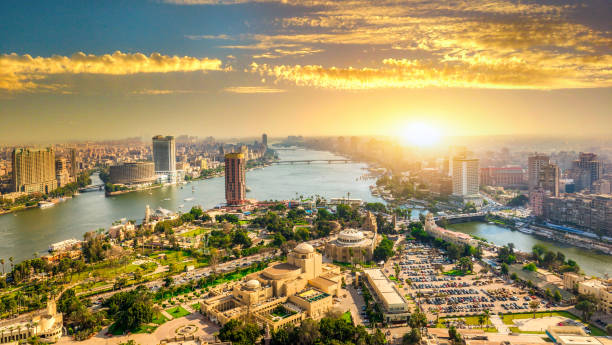 Sunset in Cairo city, view from above
